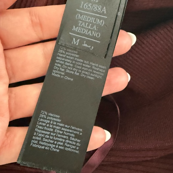 NWT All Saints Suke Midi Asymmetrical Long Sleeve Dress Wine Medium - Picture 9 of 9